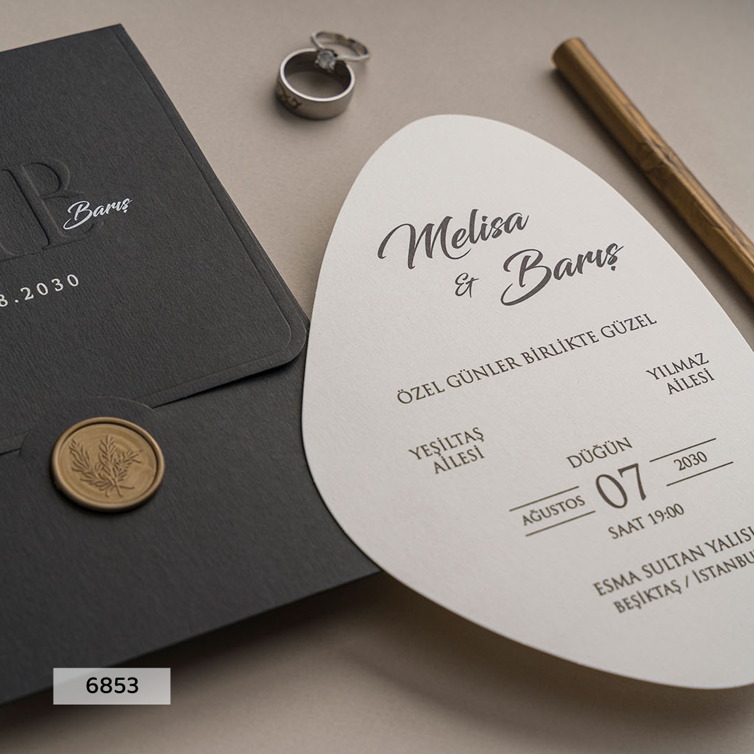 6853 - Arched Wedding Invitation with Wax Seal