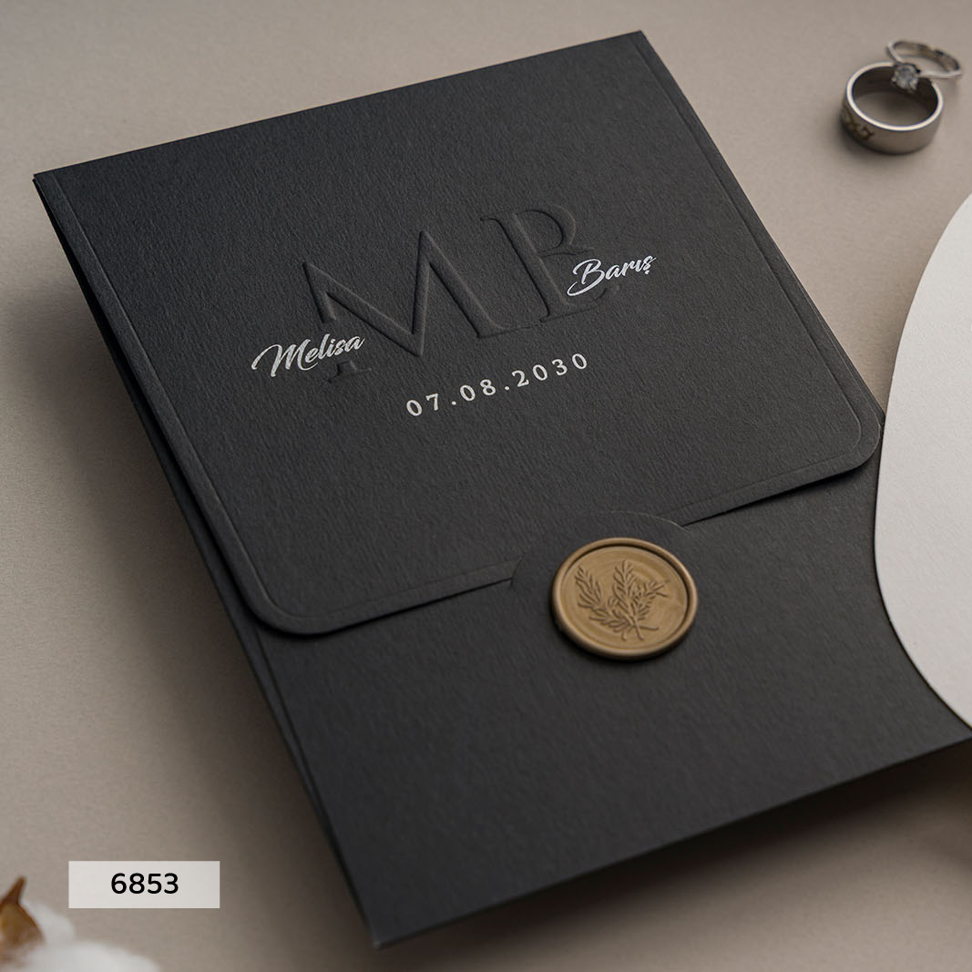 6853 - Arched Wedding Invitation with Wax Seal