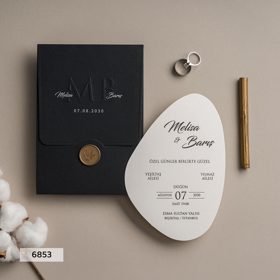 6853 - Arched Wedding Invitation with Wax Seal