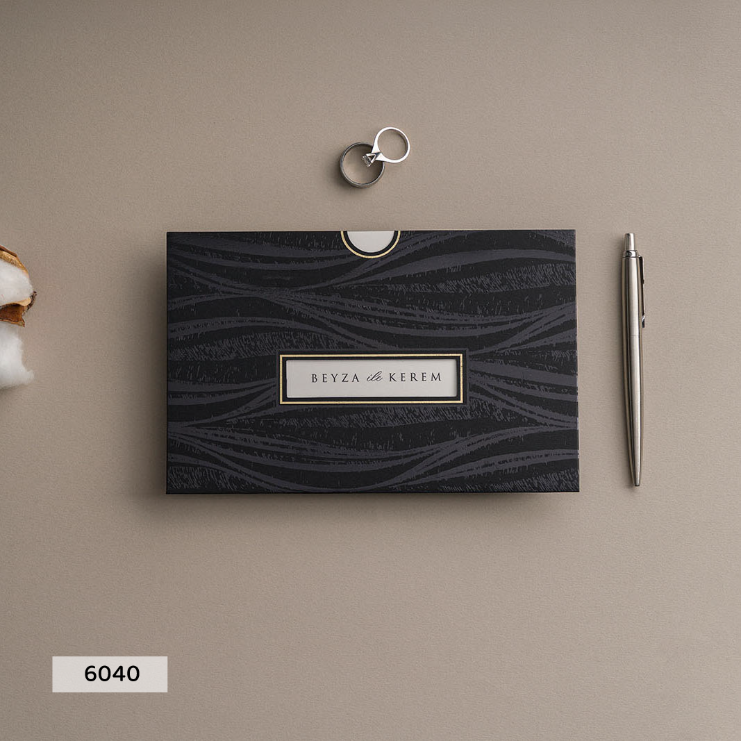 6040 - Wedding Invitation with Textured Black Envelope