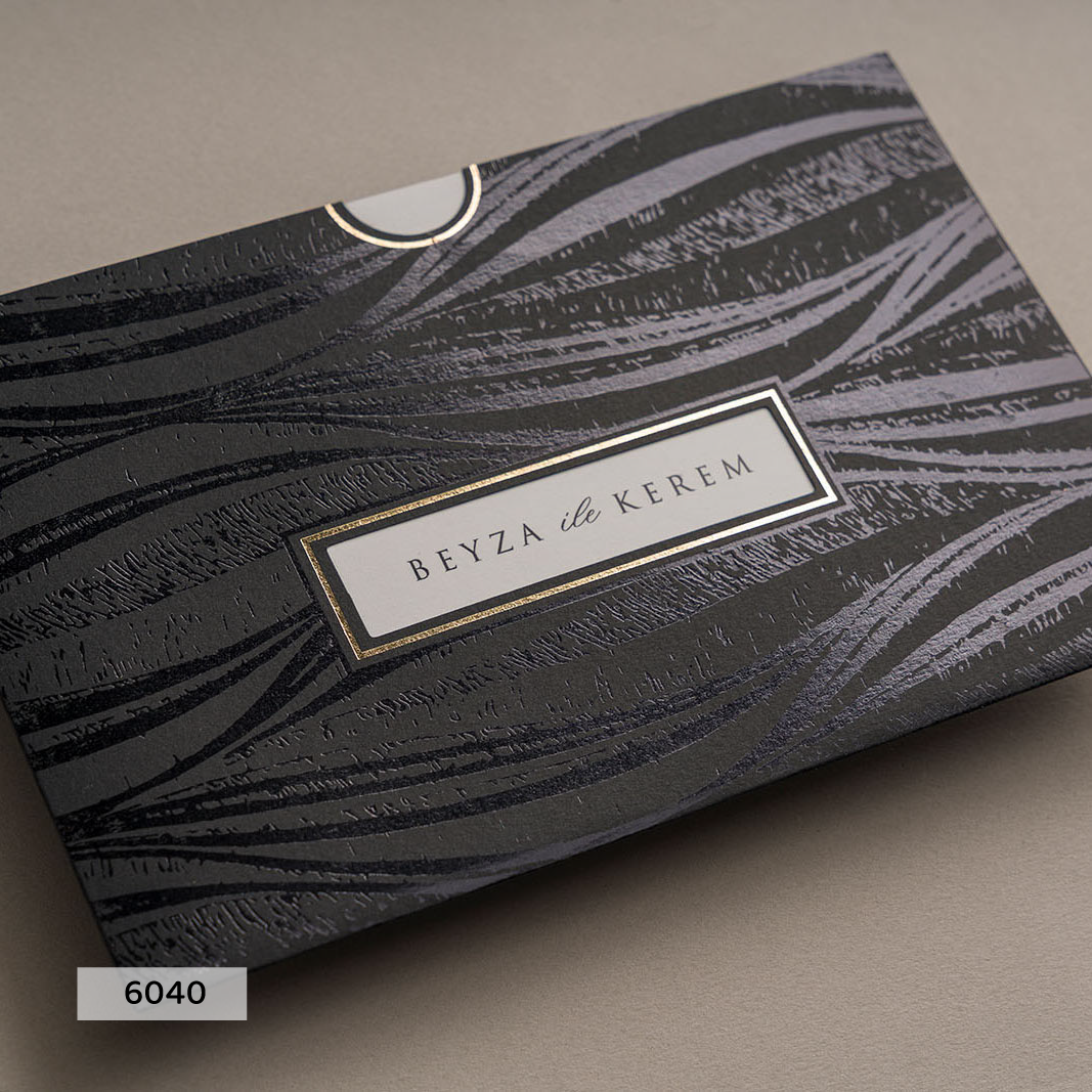 6040 - Wedding Invitation with Textured Black Envelope