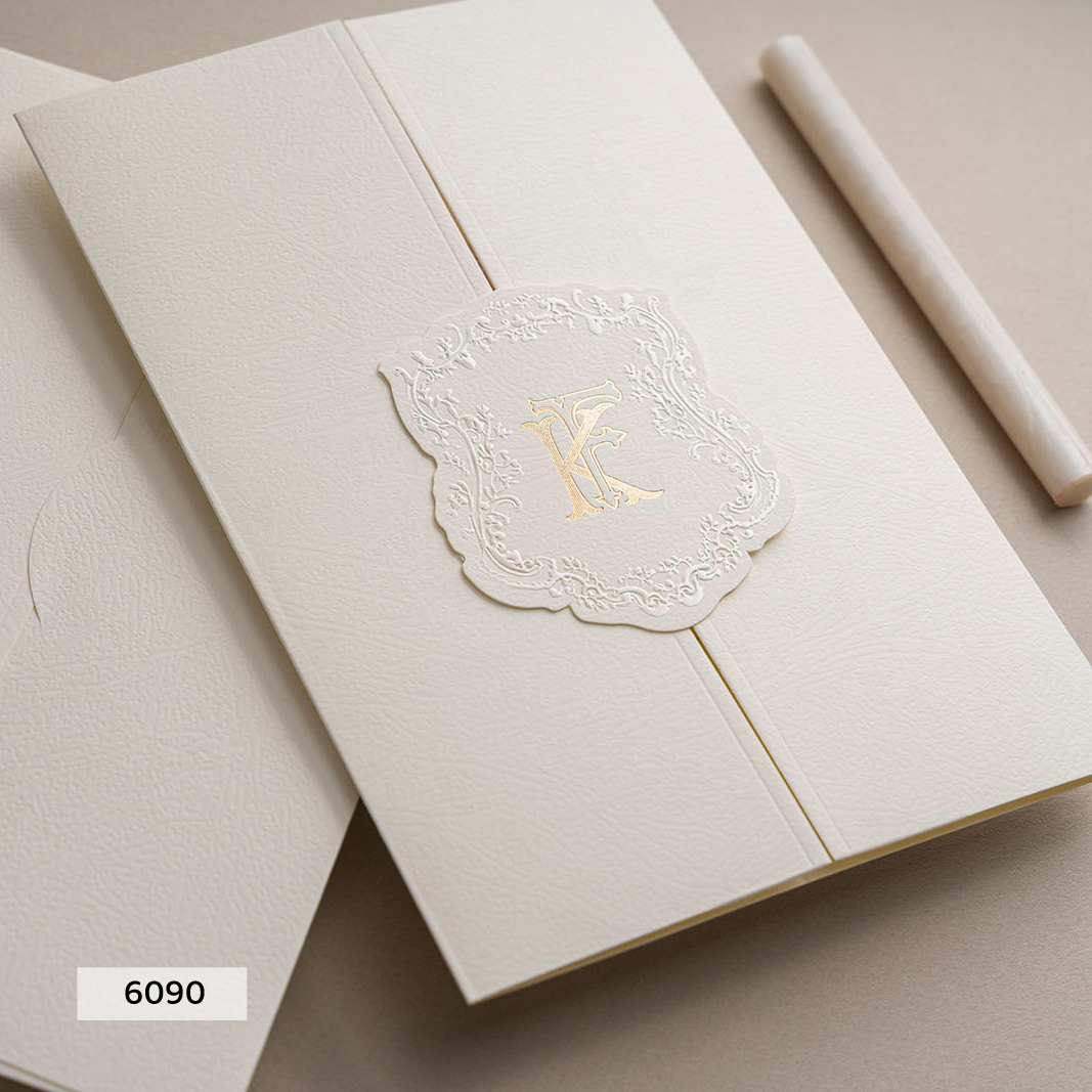 6090 - كرت عرس مطوي مع بطاقة بارزة