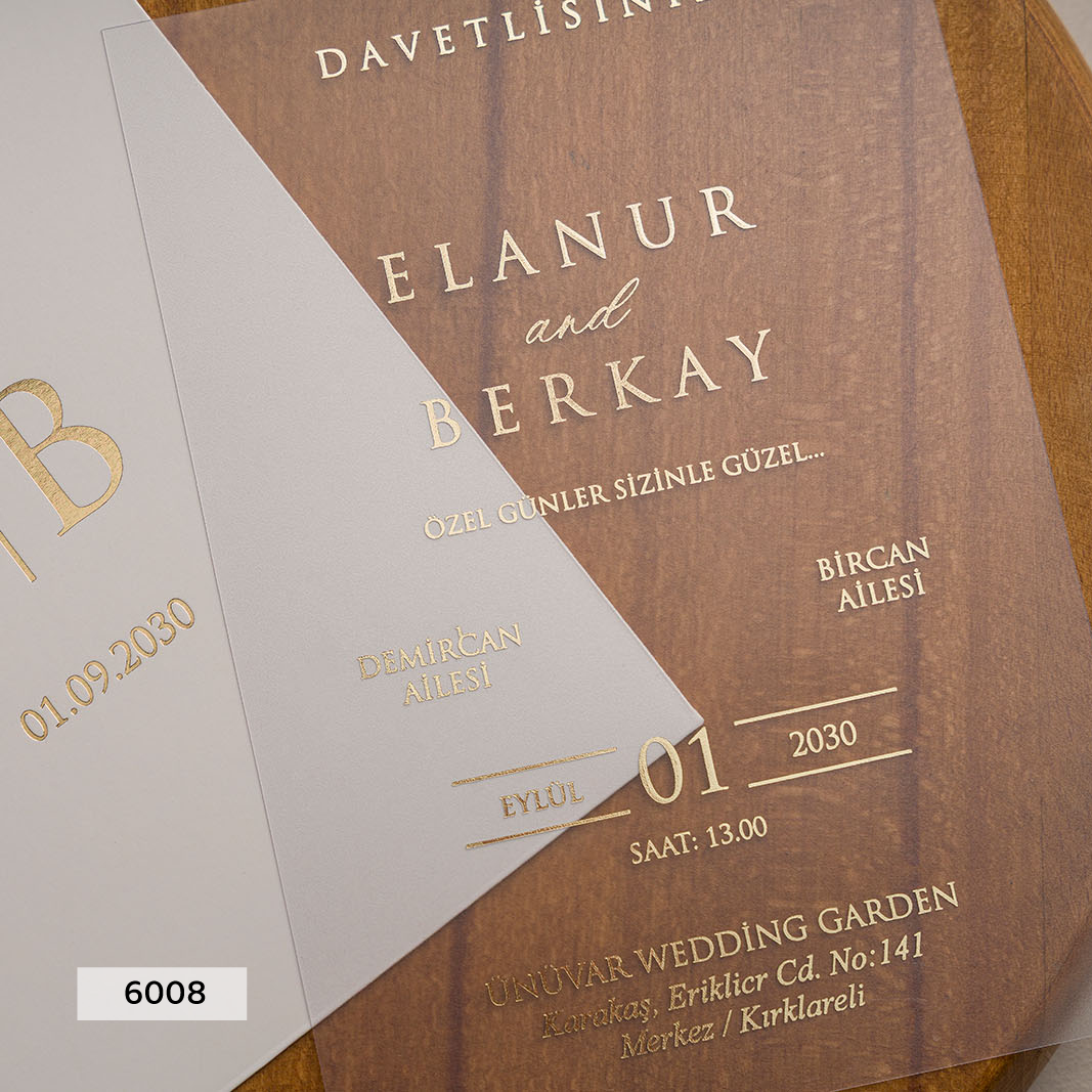 6008 - Transparent Wedding Invitation with White Sleeve